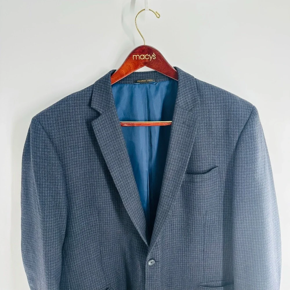 Franco‎ Lotti 2 Button Long Sleeve Classic Jacket Sport Blazer Blue Size 22 × 31